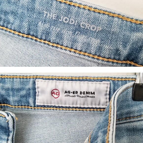 AG Adriano Goldschmied Jodi Crop High Rise Slim Flared Jeans 26 Distressed $245 - Picture 12 of 16